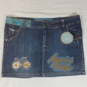 Apres Velo Distressed Denim Bicycle Mini Skirt 8